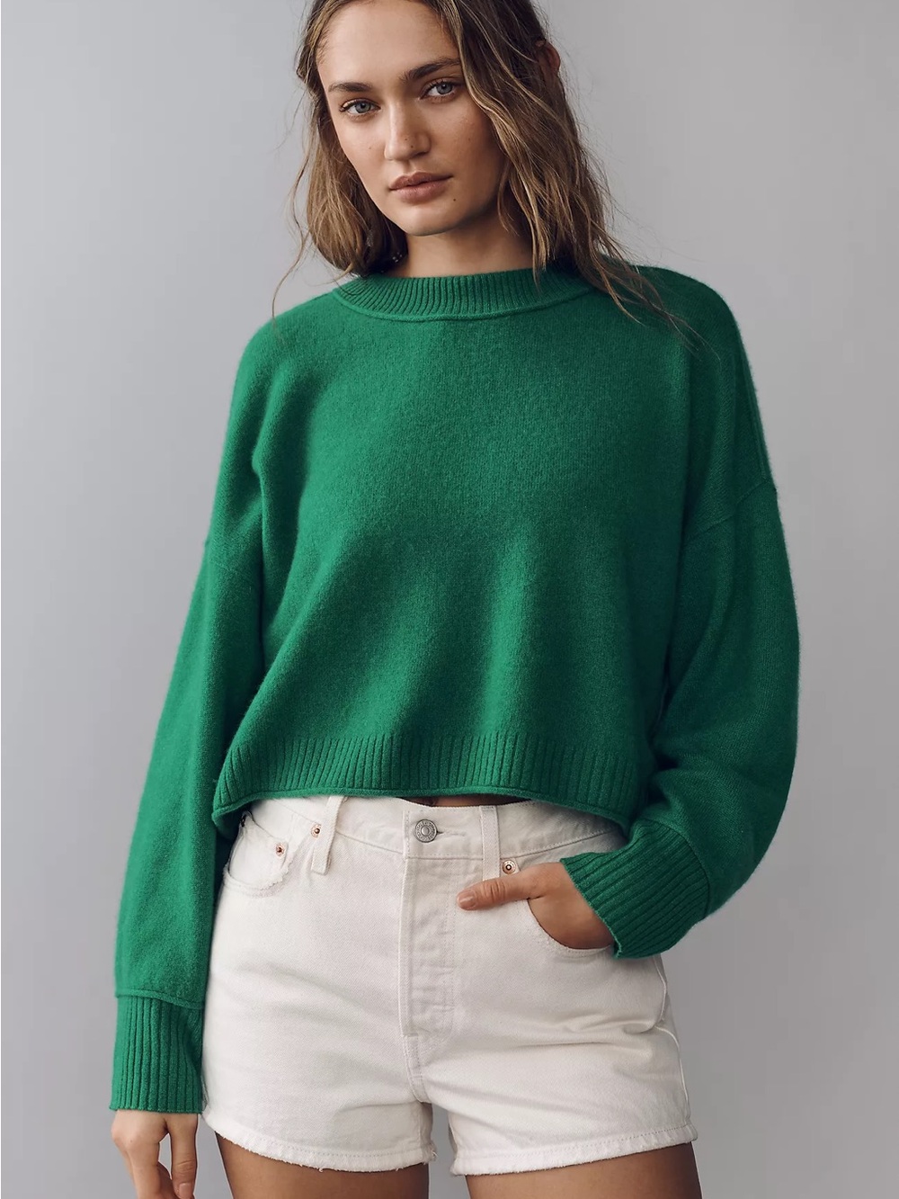 Anthropologie The Goldie Cashmere Long Sleeve Crew Neck Sweater